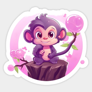 Purple Monkey in a Bubblegum Tree Sticker